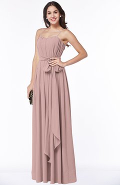 ColsBM Dahlia Blush Pink Sexy A-line Zip up Chiffon Floor Length Sash Plus Size Bridesmaid Dresses