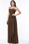 ColsBM Dahlia Chocolate Brown Sexy A-line Zip up Chiffon Floor Length Sash Plus Size Bridesmaid Dresses
