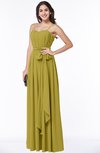 ColsBM Dahlia Golden Olive Sexy A-line Zip up Chiffon Floor Length Sash Plus Size Bridesmaid Dresses