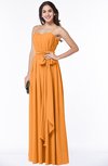 ColsBM Dahlia Orange Sexy A-line Zip up Chiffon Floor Length Sash Plus Size Bridesmaid Dresses