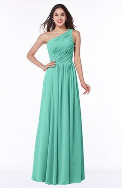 ColsBM Nancy Mint Green Sexy A-line Sleeveless Zip up Chiffon Ruching Plus Size Bridesmaid Dresses