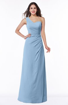 ColsBM Shayla Dusty Blue Sexy A-line One Shoulder Sleeveless Chiffon Floor Length Plus Size Bridesmaid Dresses