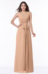 ColsBM Pearl Almost Apricot Glamorous V-neck Sleeveless Chiffon Floor Length Plus Size Bridesmaid Dresses