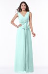 ColsBM Pearl Blue Glass Glamorous V-neck Sleeveless Chiffon Floor Length Plus Size Bridesmaid Dresses