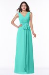 ColsBM Pearl Blue Turquoise Glamorous V-neck Sleeveless Chiffon Floor Length Plus Size Bridesmaid Dresses