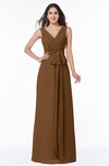 ColsBM Pearl Brown Glamorous V-neck Sleeveless Chiffon Floor Length Plus Size Bridesmaid Dresses