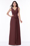 ColsBM Pearl Burgundy Glamorous V-neck Sleeveless Chiffon Floor Length Plus Size Bridesmaid Dresses