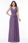 ColsBM Pearl Chinese Violet Glamorous V-neck Sleeveless Chiffon Floor Length Plus Size Bridesmaid Dresses