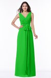 ColsBM Pearl Classic Green Glamorous V-neck Sleeveless Chiffon Floor Length Plus Size Bridesmaid Dresses