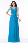 ColsBM Pearl Cornflower Blue Glamorous V-neck Sleeveless Chiffon Floor Length Plus Size Bridesmaid Dresses