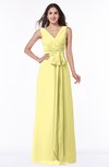 ColsBM Pearl Daffodil Glamorous V-neck Sleeveless Chiffon Floor Length Plus Size Bridesmaid Dresses