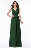 ColsBM Pearl Hunter Green Glamorous V-neck Sleeveless Chiffon Floor Length Plus Size Bridesmaid Dresses