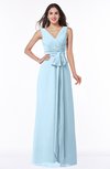 ColsBM Pearl Ice Blue Glamorous V-neck Sleeveless Chiffon Floor Length Plus Size Bridesmaid Dresses
