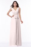 ColsBM Pearl Light Pink Glamorous V-neck Sleeveless Chiffon Floor Length Plus Size Bridesmaid Dresses