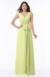 ColsBM Pearl Lime Green Glamorous V-neck Sleeveless Chiffon Floor Length Plus Size Bridesmaid Dresses