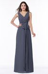 ColsBM Pearl Nightshadow Blue Glamorous V-neck Sleeveless Chiffon Floor Length Plus Size Bridesmaid Dresses