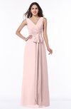 ColsBM Pearl Pastel Pink Glamorous V-neck Sleeveless Chiffon Floor Length Plus Size Bridesmaid Dresses