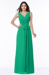 ColsBM Pearl Pepper Green Glamorous V-neck Sleeveless Chiffon Floor Length Plus Size Bridesmaid Dresses