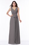 ColsBM Pearl Ridge Grey Glamorous V-neck Sleeveless Chiffon Floor Length Plus Size Bridesmaid Dresses