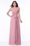 ColsBM Pearl Rosebloom Glamorous V-neck Sleeveless Chiffon Floor Length Plus Size Bridesmaid Dresses