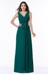 ColsBM Pearl Shaded Spruce Glamorous V-neck Sleeveless Chiffon Floor Length Plus Size Bridesmaid Dresses