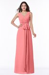 ColsBM Pearl Shell Pink Glamorous V-neck Sleeveless Chiffon Floor Length Plus Size Bridesmaid Dresses