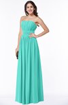 ColsBM Maia Blue Turquoise Classic Strapless Sleeveless Chiffon Floor Length Ribbon Plus Size Bridesmaid Dresses