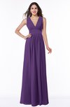 ColsBM Bonnie Dark Purple Traditional V-neck Zip up Chiffon Floor Length Ruching Plus Size Bridesmaid Dresses