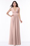 ColsBM Bonnie Dusty Rose Traditional V-neck Zip up Chiffon Floor Length Ruching Plus Size Bridesmaid Dresses