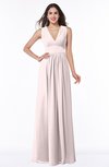 ColsBM Bonnie Light Pink Traditional V-neck Zip up Chiffon Floor Length Ruching Plus Size Bridesmaid Dresses