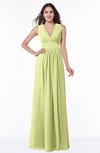 ColsBM Bonnie Lime Sherbet Traditional V-neck Zip up Chiffon Floor Length Ruching Plus Size Bridesmaid Dresses