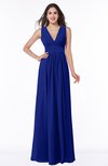 ColsBM Bonnie Nautical Blue Traditional V-neck Zip up Chiffon Floor Length Ruching Plus Size Bridesmaid Dresses