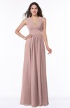 ColsBM Bonnie Nectar Pink Traditional V-neck Zip up Chiffon Floor Length Ruching Plus Size Bridesmaid Dresses