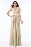 ColsBM Bonnie Novelle Peach Traditional V-neck Zip up Chiffon Floor Length Ruching Plus Size Bridesmaid Dresses