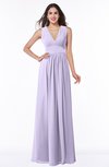ColsBM Bonnie Pastel Lilac Traditional V-neck Zip up Chiffon Floor Length Ruching Plus Size Bridesmaid Dresses