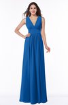 ColsBM Bonnie Royal Blue Traditional V-neck Zip up Chiffon Floor Length Ruching Plus Size Bridesmaid Dresses
