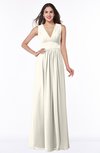 ColsBM Bonnie Whisper White Traditional V-neck Zip up Chiffon Floor Length Ruching Plus Size Bridesmaid Dresses