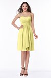 ColsBM Laila Pastel Yellow Modern A-line Strapless Zip up Chiffon Pleated Plus Size Bridesmaid Dresses
