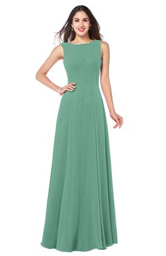 ColsBM Hazel Beryl Green Modern A-line Sleeveless Zip up Floor Length Pleated Plus Size Bridesmaid Dresses