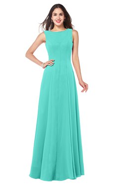 ColsBM Hazel Blue Turquoise Modern A-line Sleeveless Zip up Floor Length Pleated Plus Size Bridesmaid Dresses