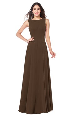 ColsBM Hazel Chocolate Brown Modern A-line Sleeveless Zip up Floor Length Pleated Plus Size Bridesmaid Dresses