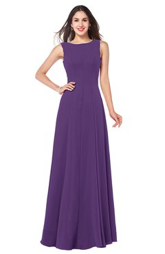 ColsBM Hazel Dark Purple Modern A-line Sleeveless Zip up Floor Length Pleated Plus Size Bridesmaid Dresses