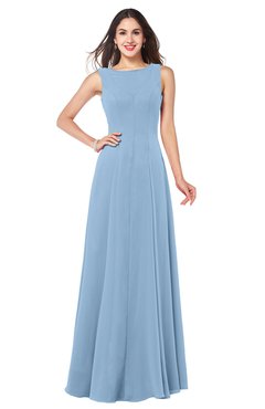 ColsBM Hazel Dusty Blue Modern A-line Sleeveless Zip up Floor Length Pleated Plus Size Bridesmaid Dresses