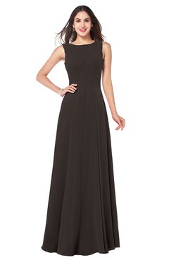 ColsBM Hazel Fudge Brown Modern A-line Sleeveless Zip up Floor Length Pleated Plus Size Bridesmaid Dresses