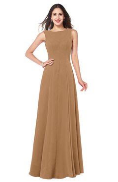 ColsBM Hazel Light Brown Modern A-line Sleeveless Zip up Floor Length Pleated Plus Size Bridesmaid Dresses