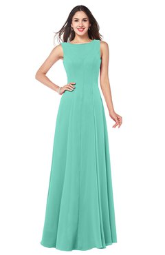 ColsBM Hazel Mint Green Modern A-line Sleeveless Zip up Floor Length Pleated Plus Size Bridesmaid Dresses