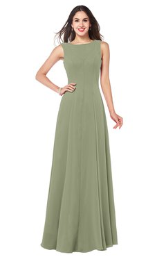 ColsBM Hazel Moss Green Modern A-line Sleeveless Zip up Floor Length Pleated Plus Size Bridesmaid Dresses