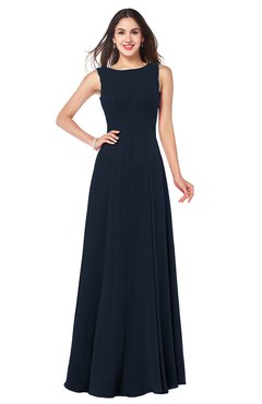 ColsBM Hazel Navy Blue Modern A-line Sleeveless Zip up Floor Length Pleated Plus Size Bridesmaid Dresses
