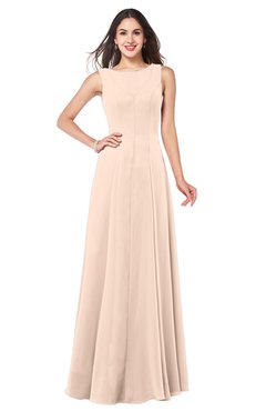ColsBM Hazel Peach Puree Modern A-line Sleeveless Zip up Floor Length Pleated Plus Size Bridesmaid Dresses