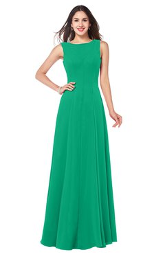 ColsBM Hazel Pepper Green Modern A-line Sleeveless Zip up Floor Length Pleated Plus Size Bridesmaid Dresses
